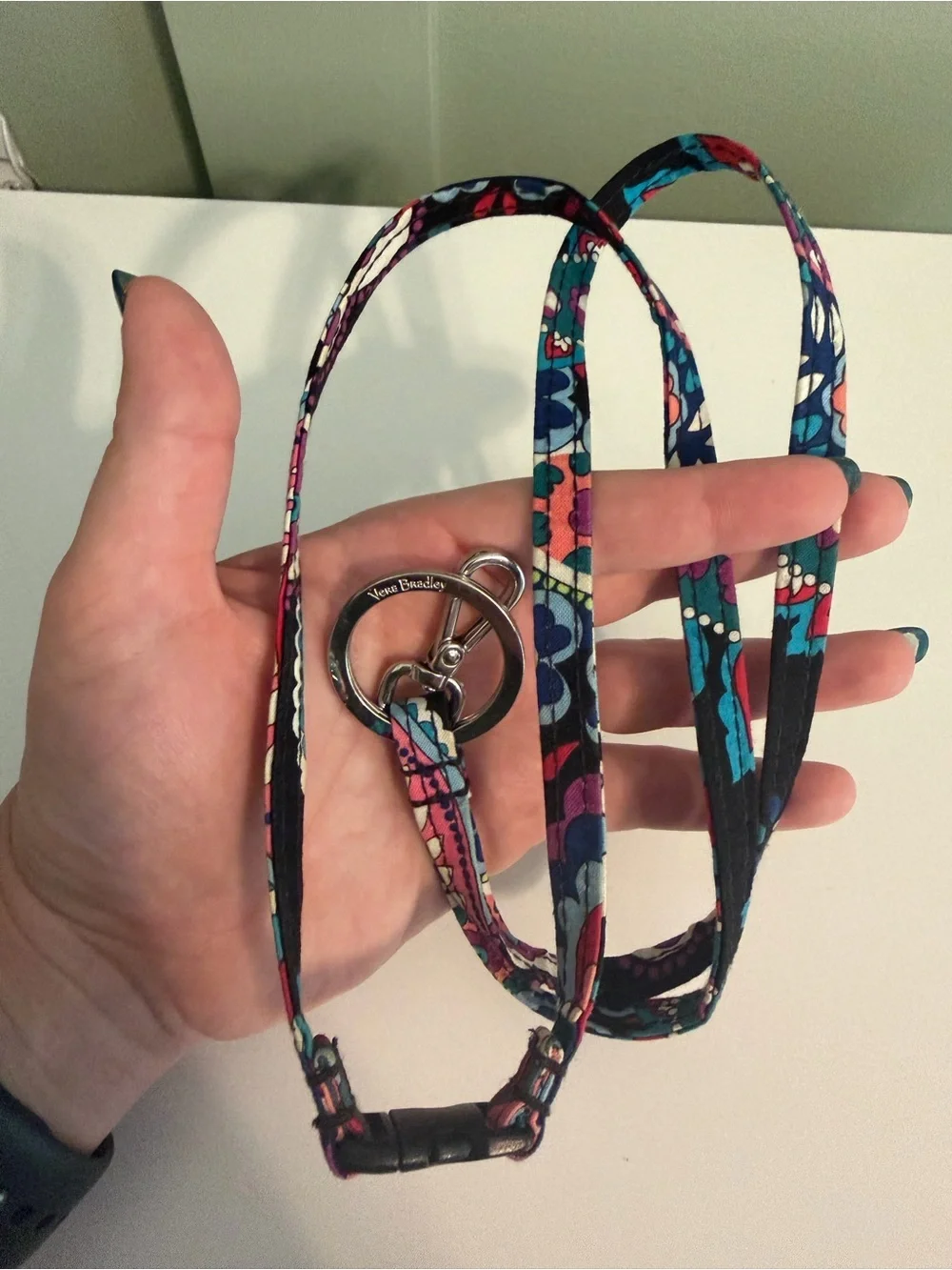 Vera Bradley Women’s Haymarket Paisley Floral Lanyard Keychain Metal Ring